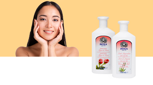 Gesichts- und Körperpflege. Intea® Linie mit Rosenblüten-, Aloe Vera- und Rosmarinextrakt